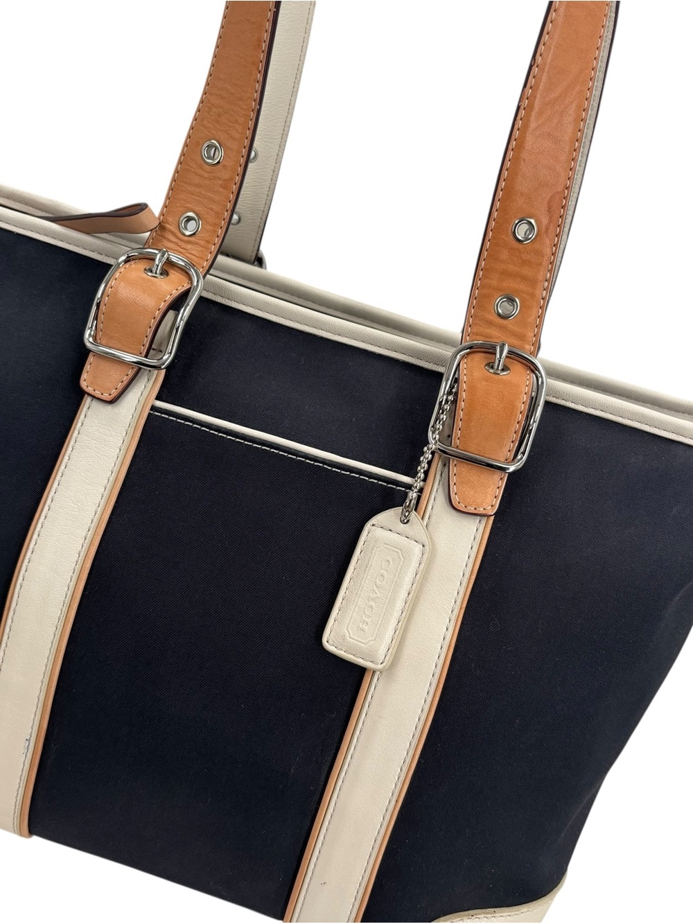 Coach Hampton Navy Blue Canvas Market Tote Bag 7740 Vintage Y2K - Picture 7 of 8